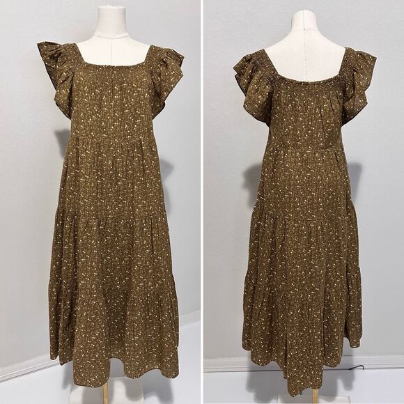 Madewell Brown Floral Midi Dress - Picture 3 of 12